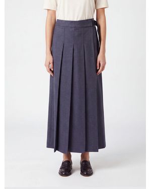 P.A.R.O.S.H. Falda Midi Plisada Ludy P.A.R.O.S.H. De Lana Con Diseño Cruzado - Azul