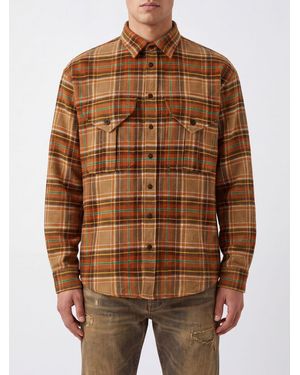 DSquared² Relaxed Fit Tartan Wool-Blend Shirt With Flap Pockets - Brown
