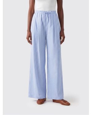 Dolce & Gabbana Dolce &Amp Gabbana Striped Cotton Palazzo Trousers With Drawstring Waist - Blue