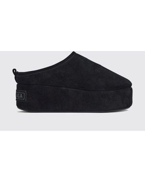 Balenciaga Alaska Suede Platform Mules With Shearling Lining - Blue