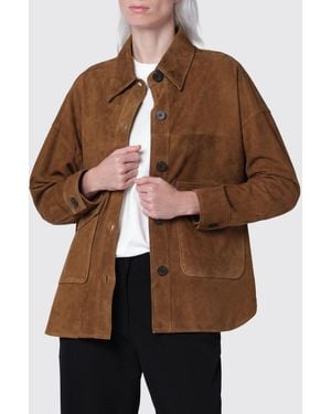Arma Hemdjacke Von Aus Velours-Lammleder Mit Aufgesetzten Taschen - Braun