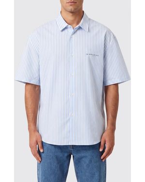ih nom uh nit Striped Cotton Blend Casual Shirt - White