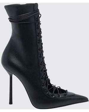 Le Silla Botines Con Cordones Colette De Piel Lisa Con Tacón De Aguja - Negro