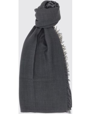 Brunello Cucinelli Cashmere And Silk Scarf With Fringed Edges - Blue