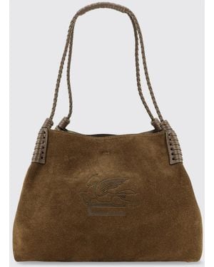 Etro Libra Schultertasche Aus Wildleder Mit Geflochtenem Griff - Braun