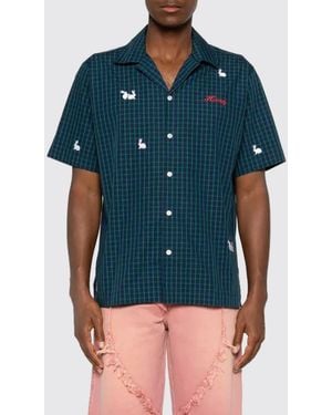 Carne Bollente Printed Cotton Casual Shirt - Blue