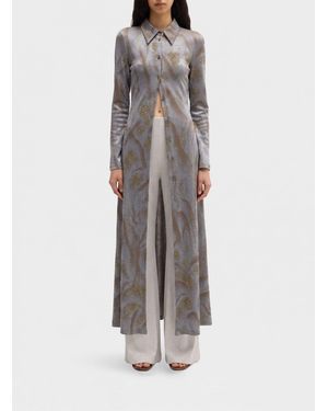 MACCAPANI Andre Printed Viscose Chemisier Dress - Grey