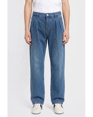 Marine Serre Jeans Anchos De Denim De Algodón - Azul