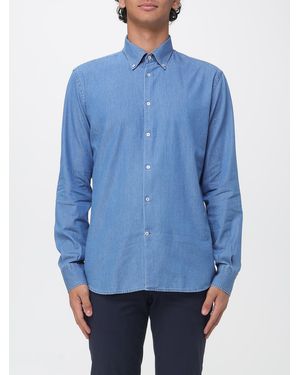 Brooksfield Camisa De Sarga De Algodón Con Cuello Button-Down - Azul