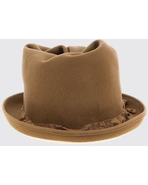 Yohji Yamamoto Asymmetrical Crushed-Effect Hat - Brown