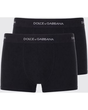 Dolce & Gabbana Dolce &Amp Gabbana Set Of Two Stretch Cotton Trunks With Logo - Blue