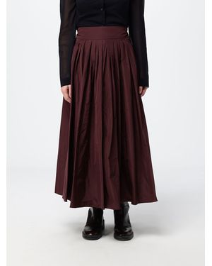 Max Mara Ausgestellter Midi-Rock Aus Technischem Gewebe Mit Hohem Bund - Rot