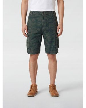 Daily Paper Camouflage Print Cotton Cargo Shorts With Mid-Rise Waist - Green