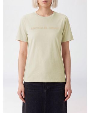 Michael Kors Rundhals-T-Shirt Aus Baumwolle Mit Kontrastierendem Logo-Print - Natur