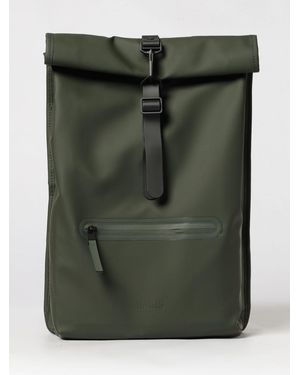 Rains Rolltop Rucksack Waterproof Polyester Backpack With Hook Closure - Green