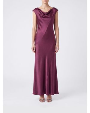 Alberta Ferretti Long Satin Slip Dress For Ceremonies And Events - Purple