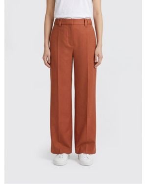Brunello Cucinelli Straight Linen Trousers With Nickel-Free Monili - Orange