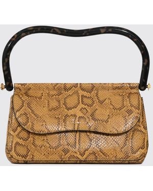 Coccinelle Bolso De Mano Cora De Piel Con Estampado De Pitón Y Asa Escultural - Amarillo
