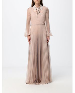 Fabiana Filippi Pleated Tulle Long Chemisier Dress With Detachable Collar - Pink