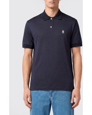 Billionaire Short-Sleeved Cotton Polo Shirt With Applied Logo - Blue