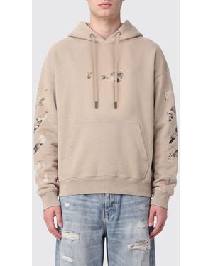 Off-White c/o Virgil Abloh Cotton Hoodie With Diagonal Stripes Logo - Natural
