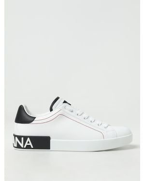 Dolce & Gabbana Leather Sneakers With Logo - White