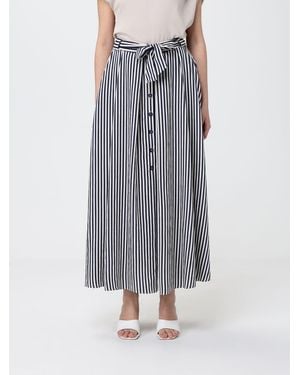 Hanita Striped Viscose Circle Skirt - Gray