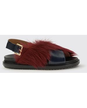 Marni Leather And Fur Sandals - Brown