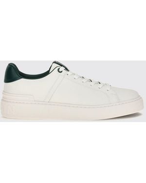 Balmain B-Court Zweifarbige Sneaker Aus Glattem Kalbsleder - Weiß