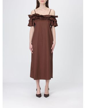 Hanita Cotton Midi Dress - Brown