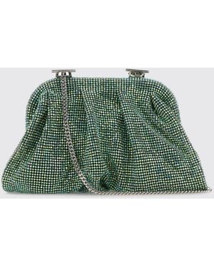 Benedetta Bruzziches Clutch Venus De Malla Metálica Con Strass Incrustados - Verde