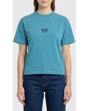 Balenciaga Cotton T-Shirt With Logo - Blue