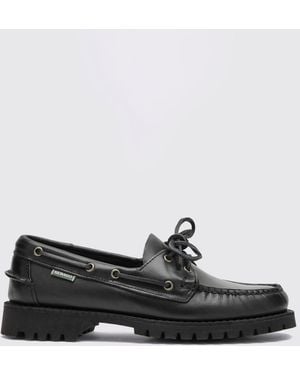 Sebago Smooth Leather Boat Shoes With Side Lacing And Rubber Sole - White
