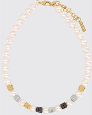 Moschino Metall-Choker-Halskette Mit Kunstperlen Und Kristallen - Weiß