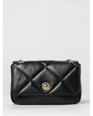 Twinset Quilted Synthetic Leather Crossbody Bag With Flap Closure - Black