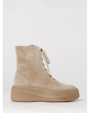 Vic Matié Vic MatiÉ Suede Combat Boots With A Platform Sole And Side Zip - Natural