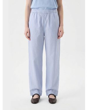 ROTATE BIRGER CHRISTENSEN Striped Cotton Palazzo Trousers - Blue