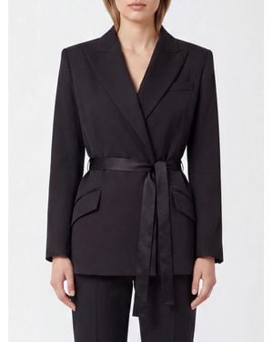 Elisabetta Franchi Chaqueta Estilo Bata Con Solapas De Pico Y Cinturón Anudable - Negro