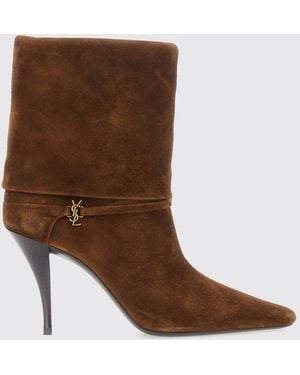 Saint Laurent Flat Ankle Boot - Brown