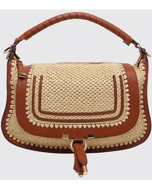 Chloé ChloÉ Marcie Tasche Aus Häkelraffia Und Leder - Braun
