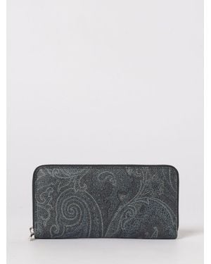 Etro Paisley Print Coated Cotton Wallet - Grey