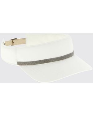 Brunello Cucinelli Cotton Visor With Monile - Natural