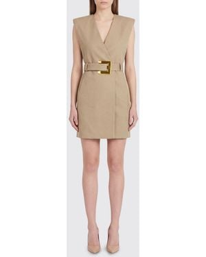 Balmain Cotton Mini Dress - Natural