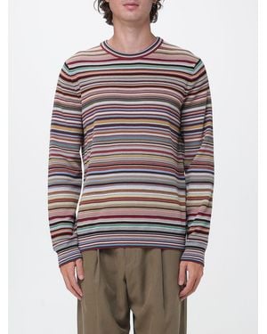 Paul Smith Jersey De Cuello Redondo De Algodón A Rayas Con Mangas Largas - Gris