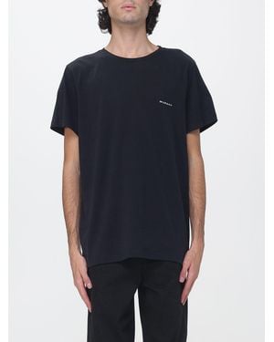 Isabel Marant Crewneck Cotton T-Shirt With Contrast Logo And Dropped Shoulders - Black