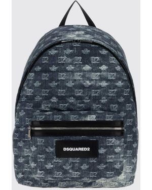 DSquared² Sac À Dos D2 En Denim Avec Logo Brodé Et Poche Extérieure - Bleu
