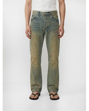 Purple Dirty Oil Repair Denim Jeans - Green