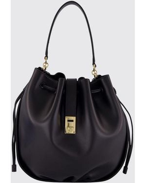 Ferragamo Hug Leather Bucket Bag - Black