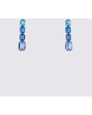 Swarovski Metall-Ohrstecker Mit Applizierten Kristallen - Blau