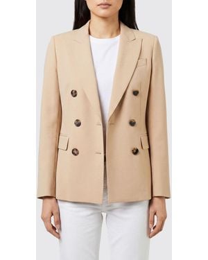 Alberto Biani Slim Fit Double-Breasted Cady Blazer With Classic Lapels - Natural